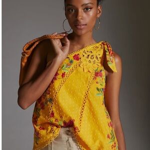 Farm Rio Flower Embroidered Top